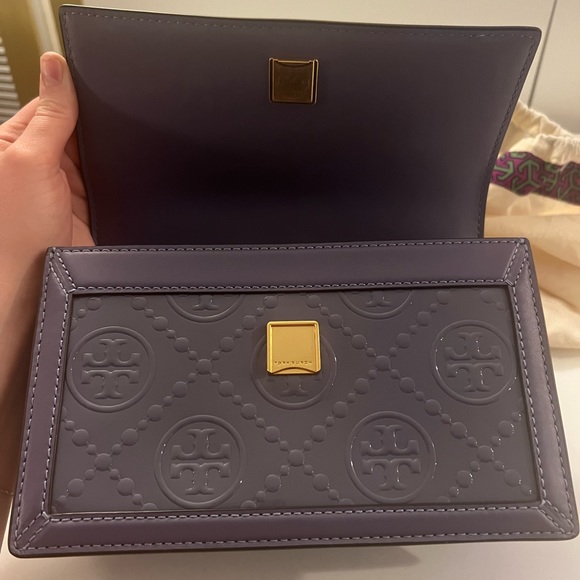 *SOLD* Tory Burch Monogram Patent Embossed Small Shoulder Bag - Picture 10 of 11